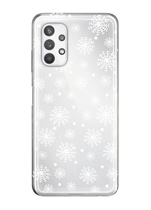 Чехол прозрачный новогодний clear для samsung a32 (05) снежинки