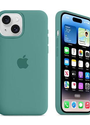 Чехол kassel silicone full case protective для iphone 15 с микрофиброй зеленый pine green