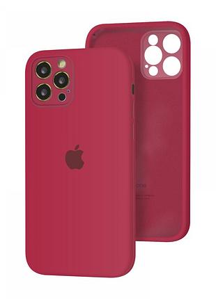 Чохол silicone full case camera protective для iphone 14 pro rose red (23) бордовий