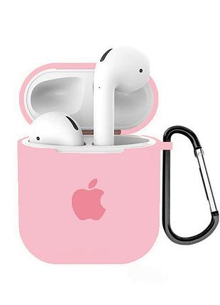 Чехол для airpods logo silicone case с карабином (05) pink розовый