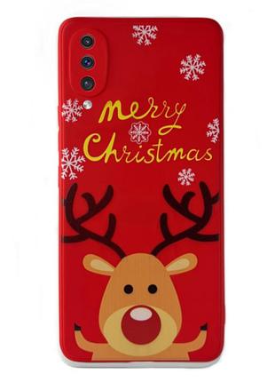 Чехол новогодний premium для samsung a50 (05) олень merry christmas красный