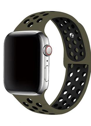 Силиконовый ремешок nike sport band для apple watch 42mm/44mm/45mm grey/black серый с черным