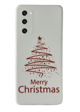 Чехол новогодний premium для samsung s20 fe (02) merry christmas tree белый