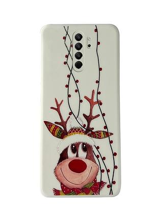 Чохол новорічний tpu для xiaomi redmi note8pro (02) білий олень різдво