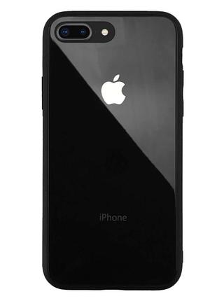 Чехол стеклянный glass case для iphone 8 plus (04) black черный