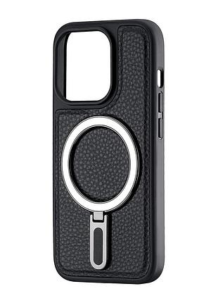 Чехол jinduka leather ringo для iphone 15 pro кожзам защита камеры черный