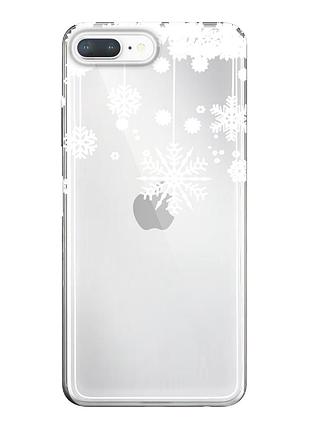 Чехол прозрачный новогодний clear для iphone 7+/8+ (14) снежинка