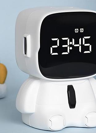 Настольные часы будильник robot clock цифровые для детей и взрослых с led подсветкой и звуковым сигналом