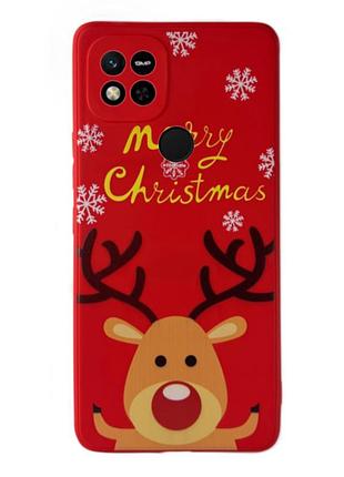 Чехол новогодний premium для xiaomi redmi 10a (05) олень merry christmas красный
