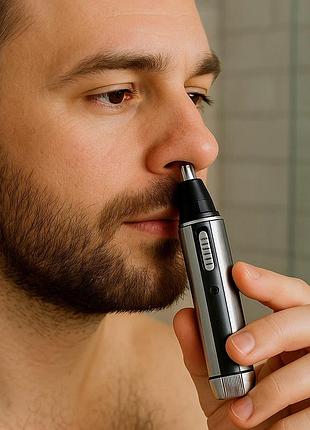 Триммер для носа и ушей surker sk-118 3 насадки usb 3 вт серый нержавеющая сталь аккумуляторный