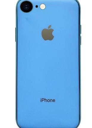Чохол silicone glass case для iphone se 2020 (12) blue блакитний
