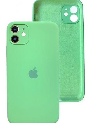 Чохол silicone case full camera protective для iphone 12 mint м'ятний