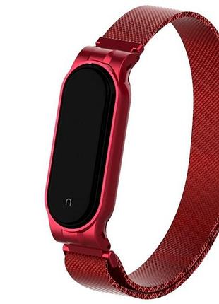 Ремешок из нержавеющей стали для mi band 7 магнитный красный