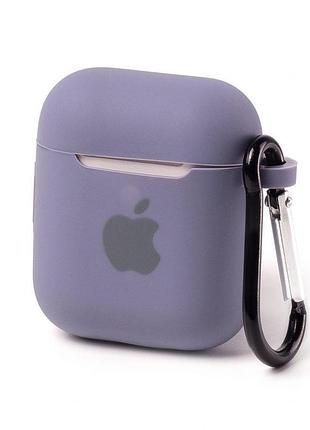 Чехол silicone case с карабином для airpods 1/2 - lavender