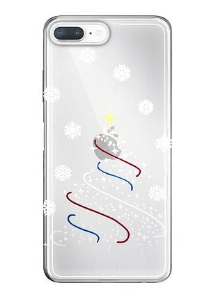 Чехол прозрачный новогодний clear для iphone 7+/8+ (06) christmas tree