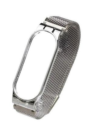 Ремешок из нержавеющей стали для mi band 7 серебро магнитный