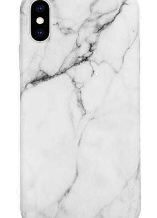 Чехол силиконовый мраморный для iphone x/xs (01) silver серебряный