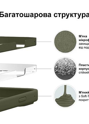 Чехол kassel silicone full case protective для iphone 13 pro с микрофиброй темно-зеленый dark olive 3