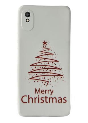 Чехол новогодний premium для xiaomi redmi 9a (02) merry christmas tree белый