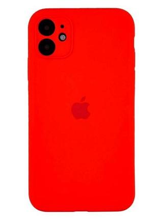 Чехол силиконовый с защитой камеры для iphone 12 противоударный красный