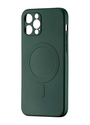 Чехол tpu с magsafe защита камеры для iphone 12 pro темно-зеленый