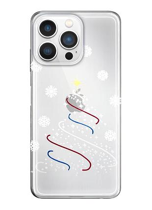 Чехол прозрачный новогодний clear для iphone 13 pro (06) christmas tree