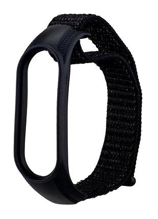 Ремешок нейлоновый для mi band 3/4/5/6/7 черный противоударный