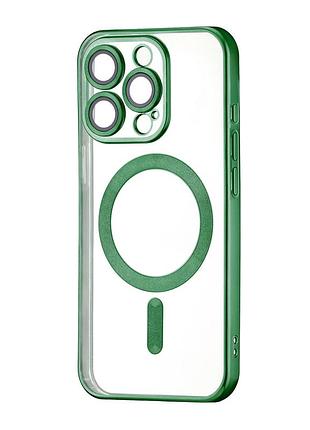 Чехол ductil metallic edge magsafe защита камеры для iphone 15 pro зеленый силикон