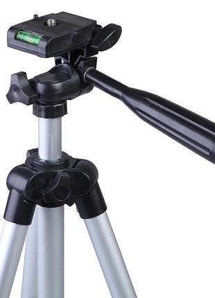 Телескопічний штатив tripod 330а алюмінієвий сплав 1340 мм 3d вбудований рівень сірий