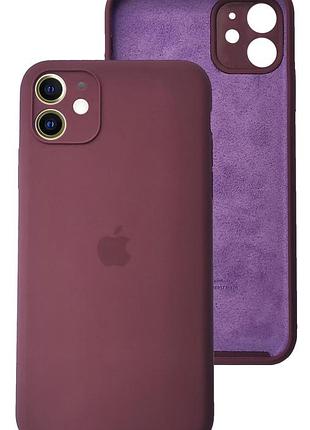 Чохол silicone case full camera protective для iphone 12 marsala марсала