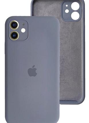 Чехол silicone case full camera protective для iphone 12 lavander grey лаванда серый