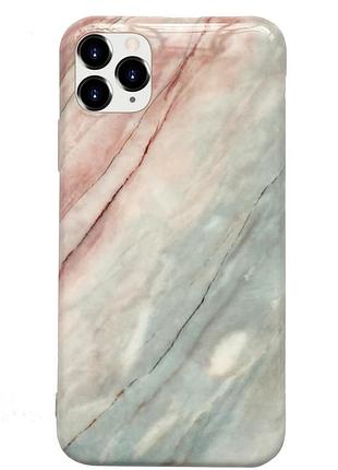 Чохол силіконовий мармуровий для iphone 11 pro (04) rose blue рожево-блакитний