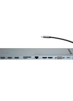Usb-хаб baseus enjoyment series dark gray pd hdmi vga rj45 sd tf usb type-c 12 в 1 серый