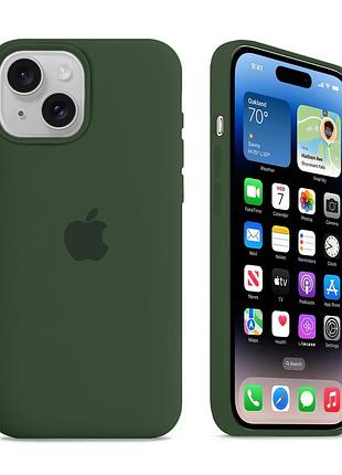 Чехол kassel silicone full case protective для iphone 14 с микрофиброй темно-зеленый dark green