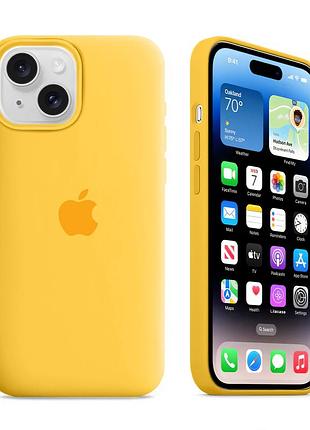 Чехол kassel silicone full case protective для iphone 14 с микрофиброй желтый yellow