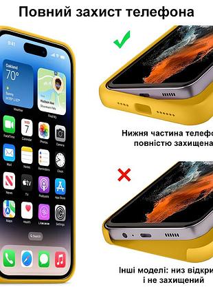 Чехол kassel silicone full case protective для iphone 14 с микрофиброй желтый yellow 6