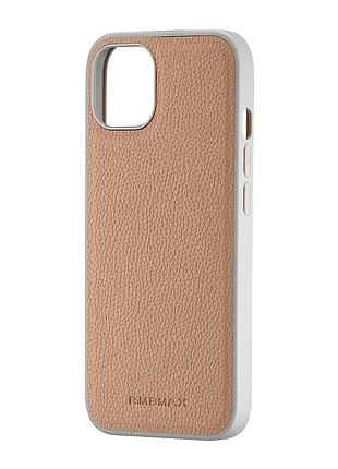 Чехол jinduka leather case magsafe противоударный для iphone 13 бежевый
