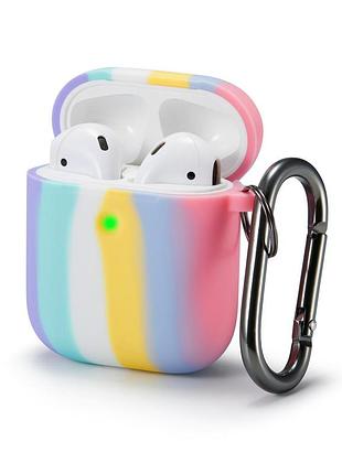 Чехол silicone case carabine для airpods pink rainbow (776)