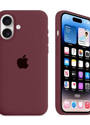 Чехол kassel silicone full case protective для iphone 16 с микрофиброй бордовый plum