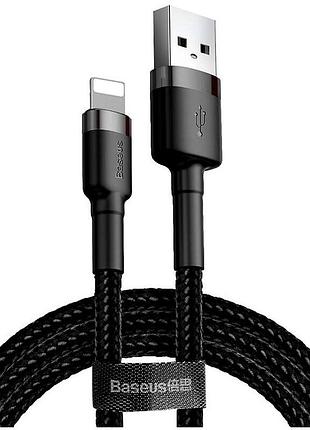 Кабель baseus lightning текстильне обплетення 2.4 a для iphone 0.5м сірий із чорним