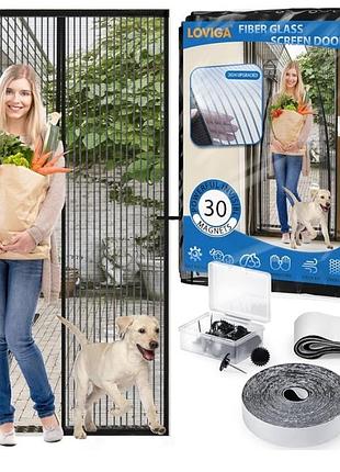 Магнитная сетка на дверь loviga 90×200 см самозакрывающая антимоскитная прочная от комаров