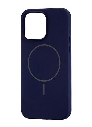 Чехол силиконовый magsafe противоударный для iphone 15 pro max с защитой камеры синий