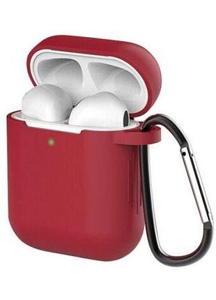 Чохол silicone case soft для airpods rose red (23) бордовий