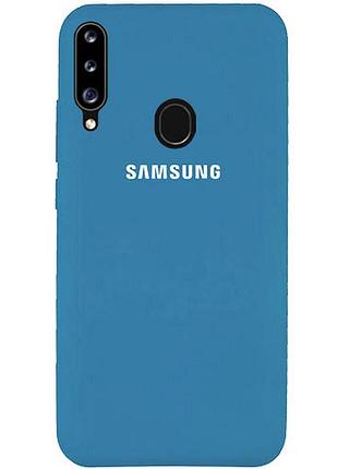 Чехол silicone case для samsung premium a20s azure (10) синий