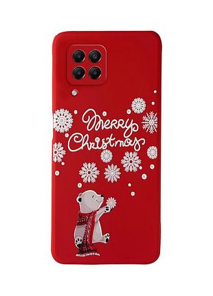 Чехол новогодний tpu для samsung a22 (04) мишка merry christmas красный