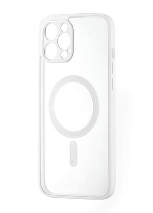 Чехол силиконовый color edge с защитой камеры для iphone 12 pro max magsafe белый