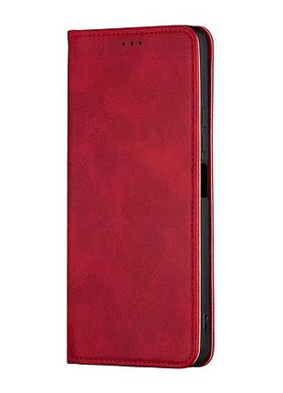 Чехол-книжка кожзам противоударный для redmi 13c 4g/poco c65 темно-красный