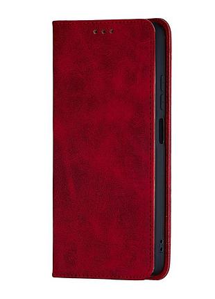 Чехол-книжка кожзам противоударный для redmi note 12s темно-красный