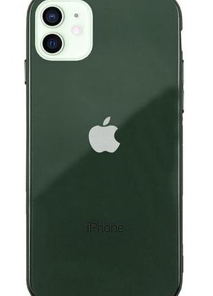 Чехол стеклянный glass case для iphone 11 (05) forest green темно зеленый