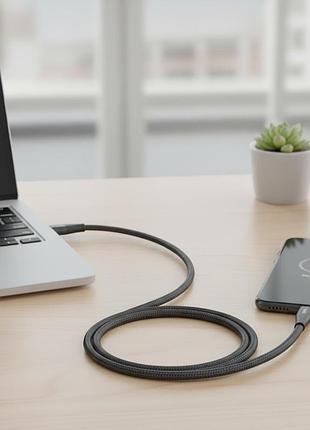 Кабель usb-c 1.5 метра 65 вт текстильная оплётка для зарядки телефона dc217tt15b черный